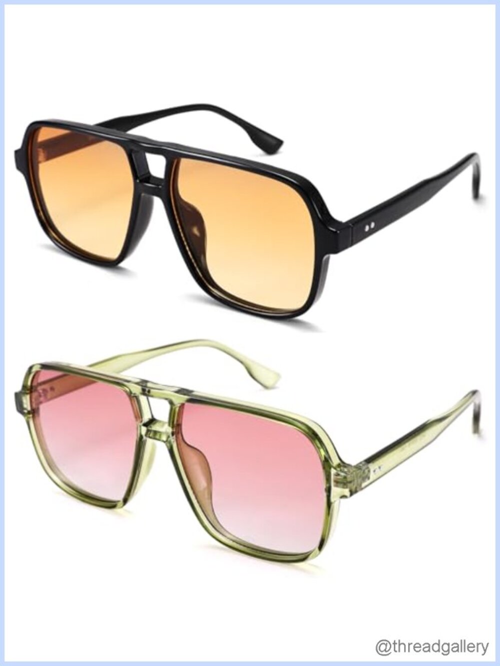 Oversized Retro Square Aviator Sunglasses UV400